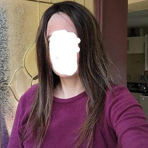 Human hair brunette with highlights wig lace silk